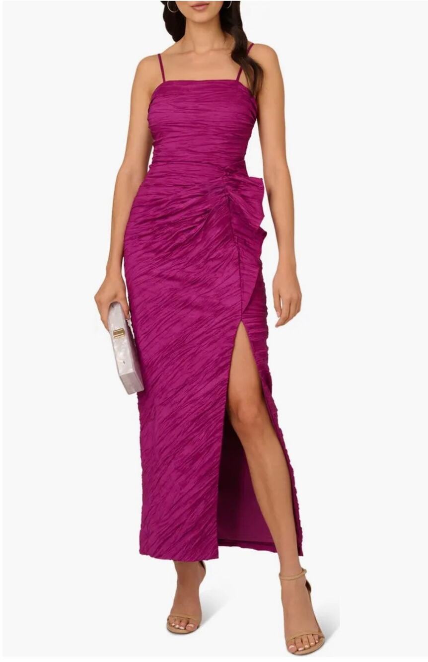 Liv Foster Women's Crushed Taffeta Side Slit Gown Magentanor Size Small NWT